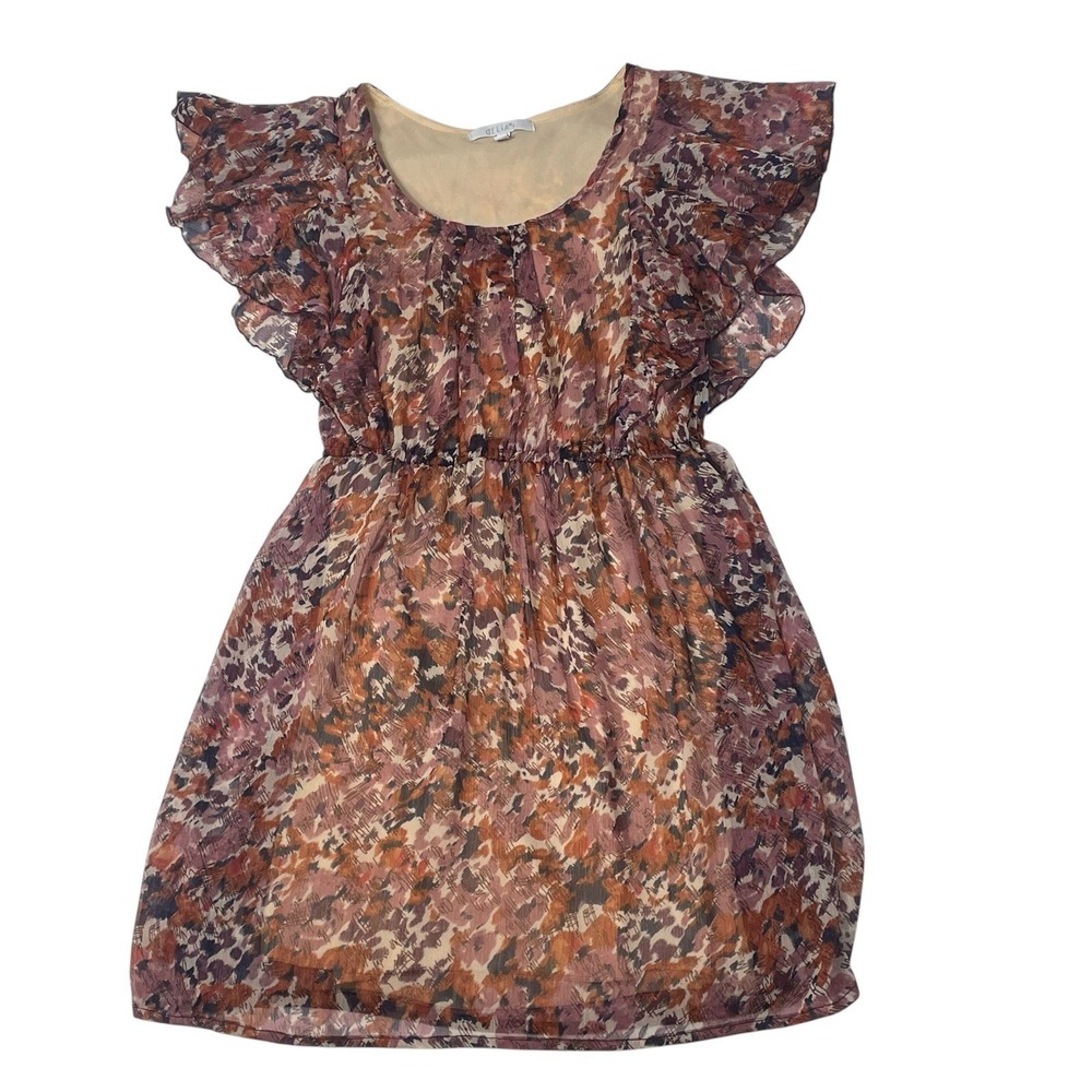 Delias Y2K Floral Print Smocked Waist Flutter Sleeve Mini Dress S